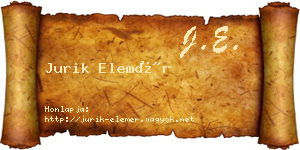 Jurik Elemér névjegykártya